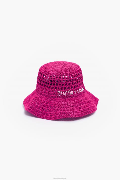 hoed van raffia Bimba Y Lola roze accessoires 4HDL854