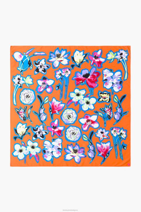 bloemen sjaal Bimba Y Lola oranje accessoires 4HDL603