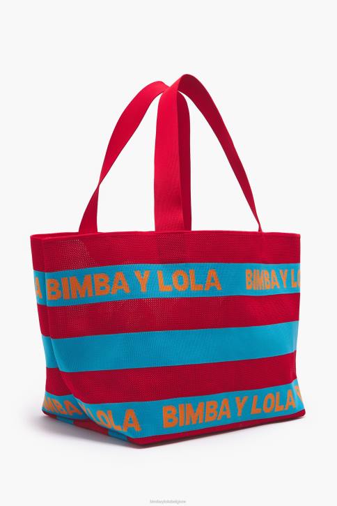 gebreide boodschappentas Bimba Y Lola rood accessoires 4HDL126