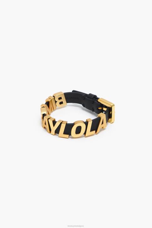 leren armband met logo Bimba Y Lola zwart accessoires 4HDL660