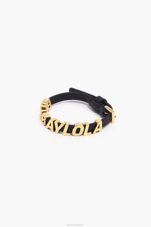 leren armband met logoletters Bimba Y Lola zwart accessoires 4HDL1143