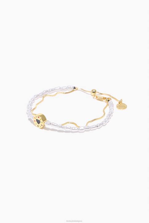 parel dubbele armband Bimba Y Lola gouden accessoires 4HDL723