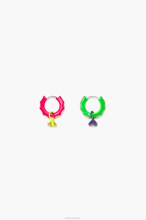 neon hoepel oorbellen Bimba Y Lola kristal accessoires 4HDL748