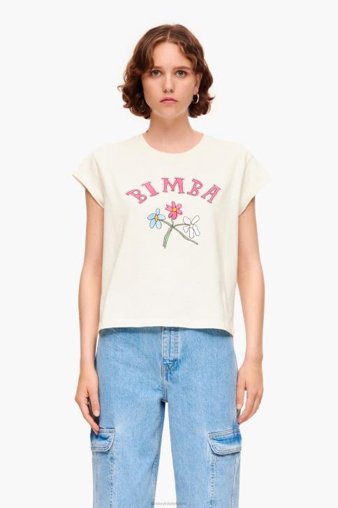 T-shirt met bloemenlogo Bimba Y Lola ecru kleding 4HDL275